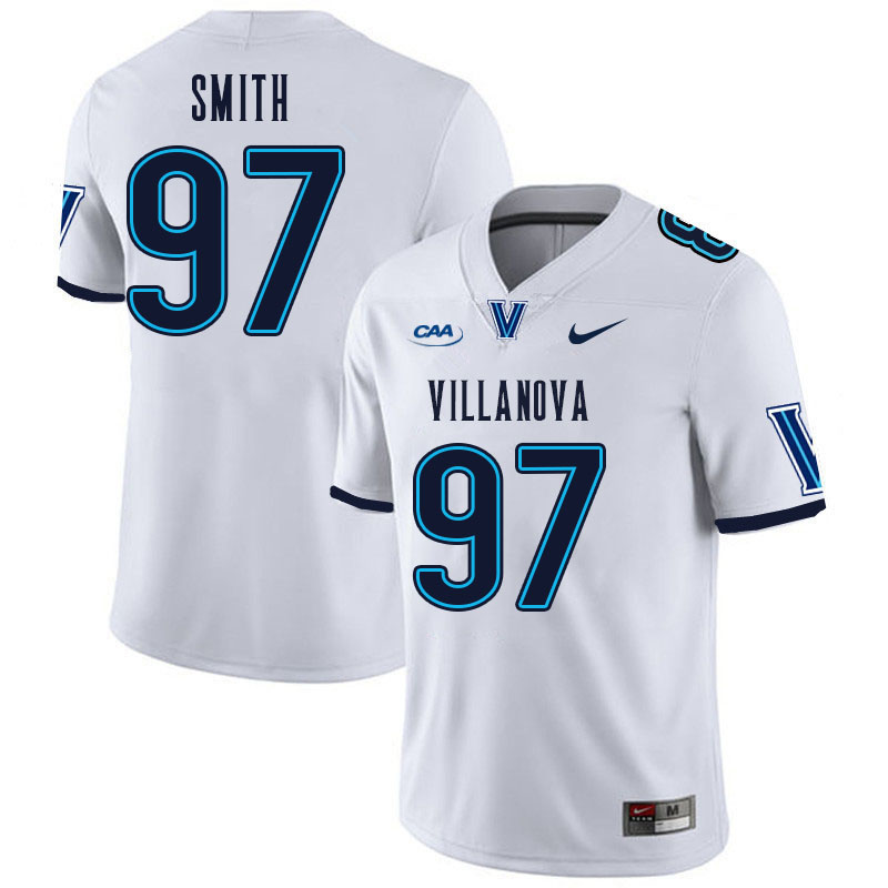 Men #97 Chuck Smith Villanova Wildcats College Football Jerseys Stitched Sale-White